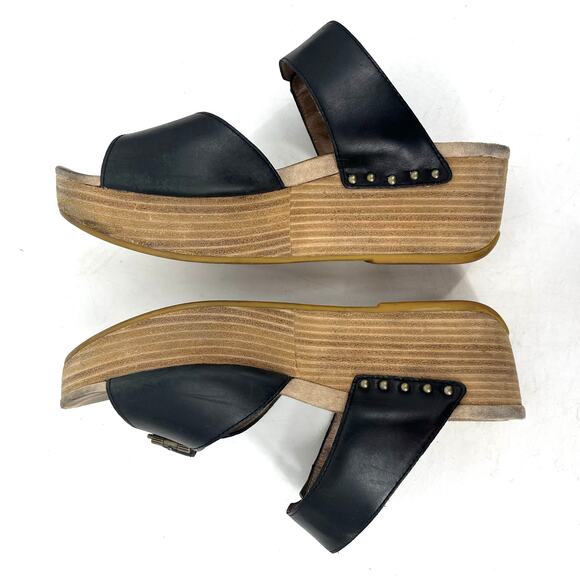 Dansko Women's 8.5 / 39 Black Selma Platform Wedge Two Strap Chunky Slide Sandal - Picture 5 of 7